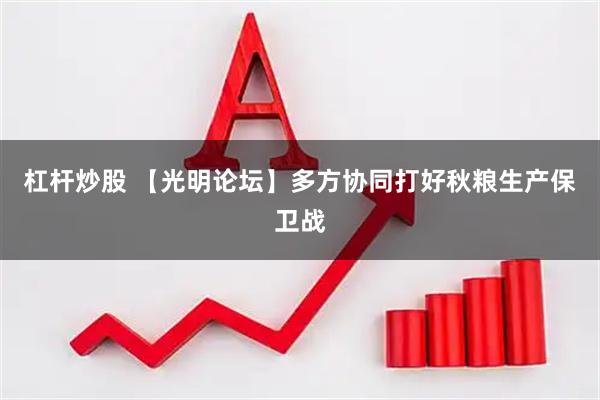 杠杆炒股 【光明论坛】多方协同打好秋粮生产保卫战